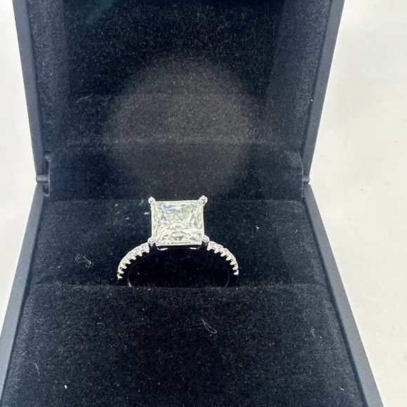 Buy D Moissanite Diamond Wedding Engagement Ring Princess Cut Hearts Arrows Size 4.5